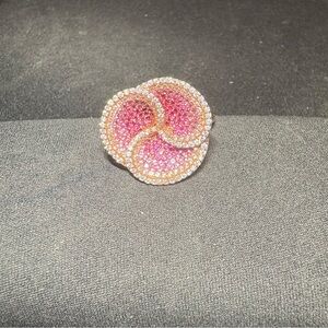 Bella Luce Pink Sapphire Rose Ring w/ Diamond Simulants Sterling Silver Sz 11